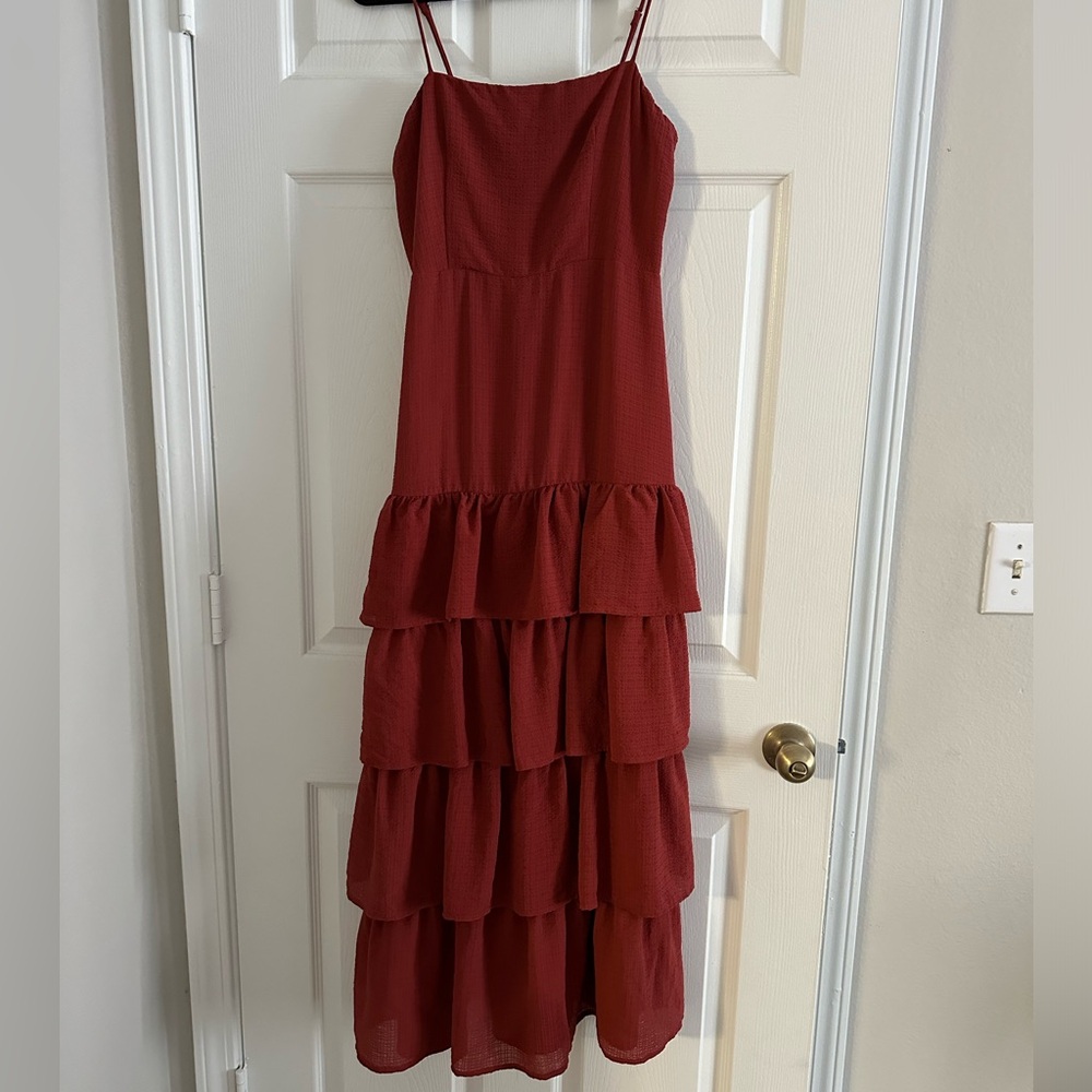 Rust Layered Ruffle Bridesmaids Dress Size M